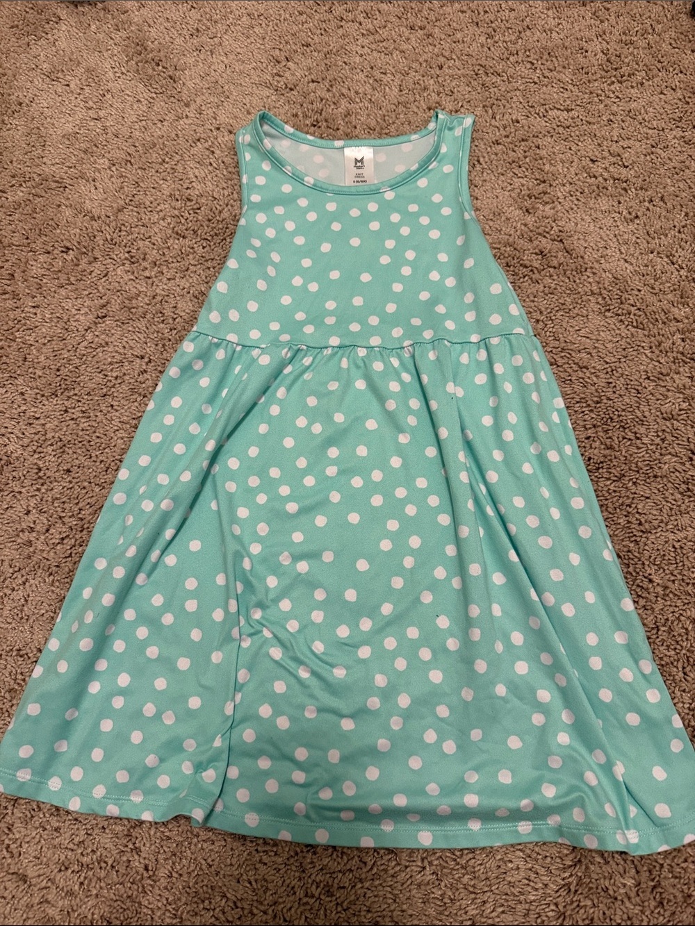 Members Mark Girls Mint Polka Dot Tank Dress - Soft Everyday Playwear size S